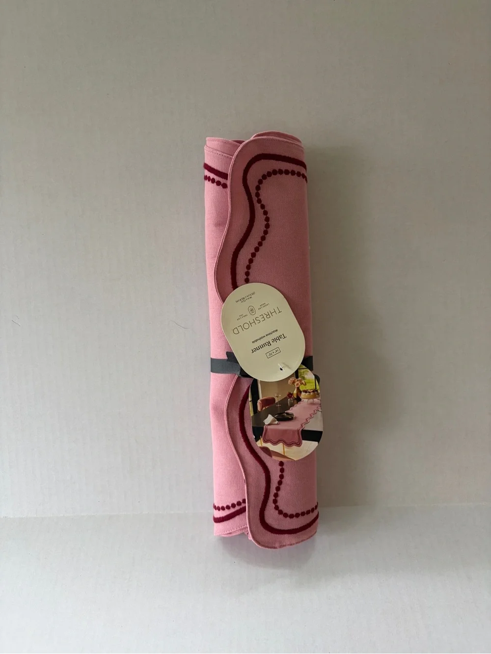 Threshold Pink Table Runner 14” x 72” | Decorative Cotton Dining Table Accent